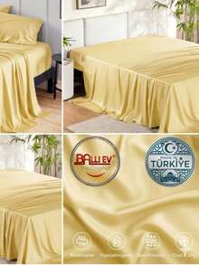 Hotel Quality Luxury Flat Sheet – Wrinkle-Free Solid Blue Bedding - Yellow - View 17