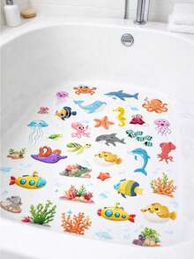 2 Blätter (bestehend aus 25 Stück) bunte tropische Fisch Badewannen Aufkleber, bunte Unterwasser-Themen Aufkleber, rutschfeste Vinyl Aufkleber für Badewannen & Duschen wasserdicht, selbstklebend, abnehmbar Meereslebens Dekorationen für ein spaßiges Badezimmer - ZST88 - Übersicht 4