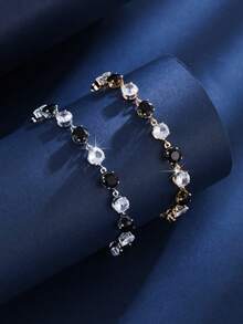 1 件简约时尚黑白撞色条纹手链，百搭街头风、派对、礼物 - F51762 - 查看 4