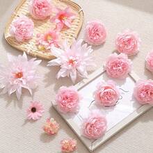 10/20/40pcs Artificial Flower Material Pack - Mini Pink Peony, Daisy & Rose Fake Flowers, Suitable For Wedding, DIY Crafts, Wreaths, Valentine's Day, Mother's Day, Graduation - Miniature Flower Heads - Pink Series - View 9