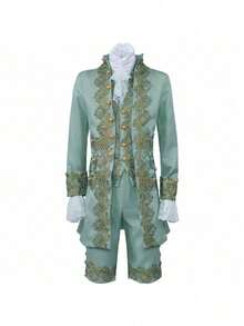 Prince Of The Court Costume Set For Halloween, Retro Medieval Cosplay, Cosplay Outfit, Cosplay Costume - Embroidered Prince Dress In Maroon - View 3