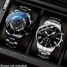 2pcs New Multifunctional Quartz Wrist Watches, Casual Business Style Round Dial Watches Set, Suitable As Gifts For Friends And Family On Valentine's Day, New Year, Birthday, Christmas - Multicolor - View 22