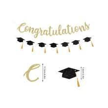 祝贺毕业横幅装饰 2026 届 金色闪光祝贺毕业带流苏派对装饰 大学高中派对礼品 黑色 无需 DIY - 查看 7