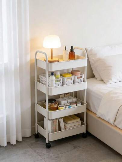 2/3/4/5层移动式滚动推车，多功能储物推车，移动式储物架，坚固的塑料结构，无需工具即可轻松组装，节省空间的储物架，适用于厨房、浴室、办公室、卧室、书架、客厅、家居收纳。