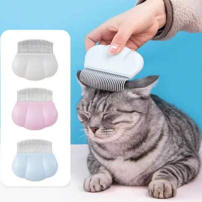 1/2pcs Pet Grooming Massage Brush, Designed To Easily Remove Cat Loose Hair With One-Click, Groom, Clean, Relieve Stress, Improve Fur Health