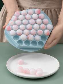 2 piezas Molde de cubitos de hielo con tablero de ajedrez redondo, molde para hacer bolas de hielo con tapa, herramienta para hacer hielo en casa - Multicolor - Ver 2