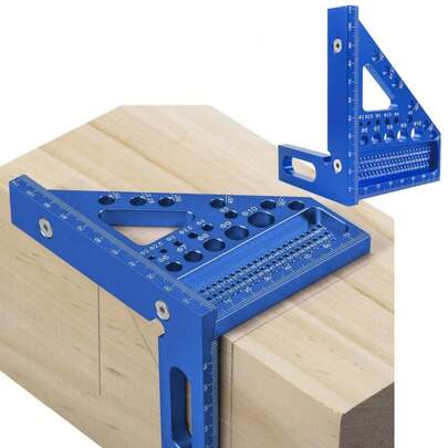 Aluminum Alloy Square Protractor, Woodworking Oblique Triangle Ruler And Angle Marking Device, 45/90 Degree Precision Industrial Measuring Tool, 3D Multi Angle Measuring Ruler, Metric System, Angle Marking Device With Positioning Pin, Suitable For Engineers And Carpenters