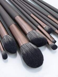 12-delars grå sminkborsteset med borsthållare, multifunktionella professionella kosmetiska verktyg - Mörkgrå - Visa 4