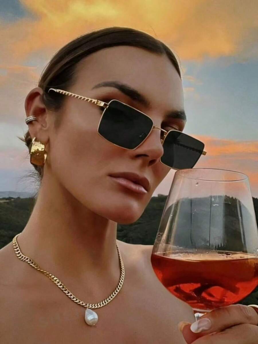 1pc Distinctive Avant-Garde Twisted Leg Fashion Photoshoot Eyeglasses Back To School Outfit - Black - View 1