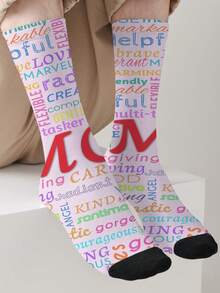 母亲节主题360度印花单双装袜子——新颖艺术插画袜子，时尚百搭的男女通用街头服饰，潮流达人和艺术青年的完美之选 - 彩色 - 查看 10