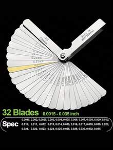 1pc Stainless Steel 32-Piece Feeler Gauge Set, Precision Instrument Gap Calibration Ruler, Automotive Valve Gauge Kit For Professional Instrument Measurement - 32 Silver Pieces - View 3