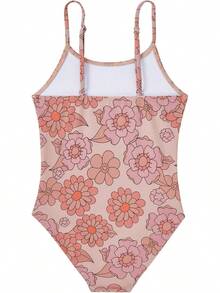 Girls Bathing Suit Size 2-10 Years - Cute Toddler Swimsuit Girl Adjustable One Piece Swimwear For Summer Beach Wear - 一朵橙粉色的花 - 查看 4