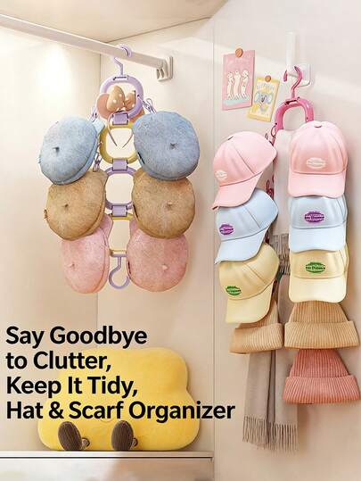 1件装多巴胺主题帽子围巾收纳架，多功能储物架，适用于衣柜、卧室