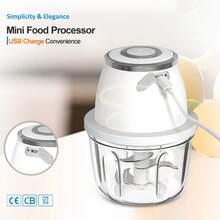 350ML Electric Garlic Chopper, 3 Blades Garlic Grinder Mini Vegetable Chopper, USB Portable Veggie Chopper, Onion Mincer, Food Processor For Ginger, Chili, Fruit, Meat - White - View 8