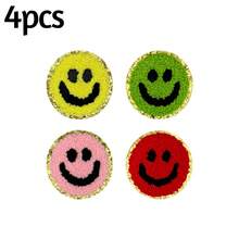 [4/9/15pcs Joyful Face Embroidered Patches] Joyful Face Chenille Embroidered Patches, Self-Adhesive Appliques For DIY Clothing And Accessories - Multicolor - View 12
