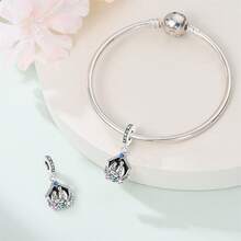 A Silver Plated Bow Set Pendant Suitable For 3mm Original Bracelet Necklace DIY Beaded Women's Daily Gift, Birthday Party Holiday Gift - Multicolor - View 2