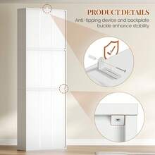 HaluPeit Bookshelf, 7-Tier Bookcase, Freestanding Shelf, Storage Shelf, Adjustable Panels, For Study, Bedroom, Living Room, White, 24 X 60 X 205 Cm - 白色 - 查看 6