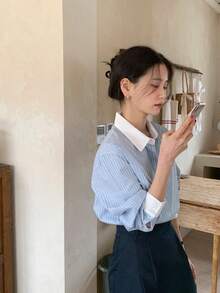 Women Blouses & Shirts - Blue - View 3