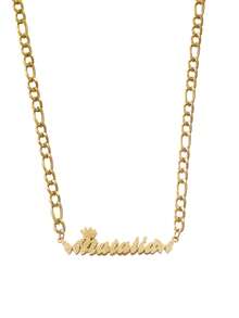 1pc Customized Name Necklace, Stainless Steel Cuban Chain, Personalized Heart/Butterfly/Crown 3D Pendant, Fashionable Unisex Jewelry, Suitable For Boyfriend's Birthday Gift, Spring/Summer, Neutral Style, European And American, Hip-Hop, Luxury, Bling Bling, Mother's Day, Father's Day, Holiday, Birthday, Vacation, Party, Wedding, Graduation, Anniversary, Christmas, New Year - Gold - View 8