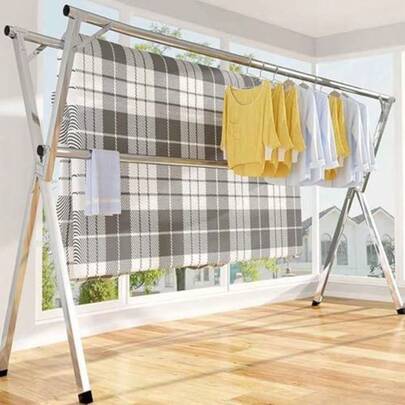 Tendedero Plegable para Ropa 130-240cm Tendedero Plegable Retráctil Tubería Reforzada Portátil Tendedero Ajustable con 30 Ganchos Ahorra Espacio para Interior Exterior