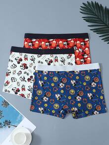 Disney 3PCS , Cartoon Graffiti Print Men's Lingerie, Elasticated Waistband Men's Boxer Briefs - Multicolor - View 5