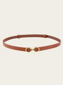 1 & 2 Pcs Women's Retro Minimalist PU Leather Skinny Belts, Suitable For Summer, School, Autumn, Halloween - Multicolor - View 4