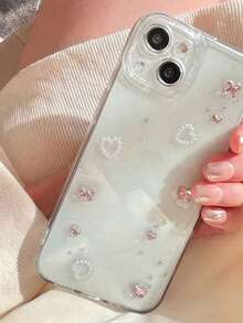 Luxury Pink 3D Butterfly Diamond Compatible With IPhone 16/15/14/13/12/11 Pro Max Plus Phone Case, Epoxy Resin Glitter Transparent Soft Shell, Lens Protection, Waterproof Shockproof Anti-Fall Anti-Scratch - Butterfly - View 3