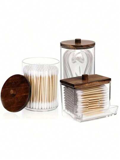 3 Packs Of Swabs Storage Box, Cosmetic Pad Dispenser, Transparent Acrylic Swab Storage Box, Suitable For Storing Cosmetics, Spherical Items, And Cotton Pads.