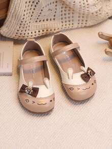1 Pair Cute Rabbit Bow Princess Shoes For Toddler Girls, Soft Sole Anti-Slip Baby First Walking Shoes - Khaki - View 5