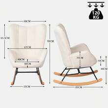 Meubles Cosy Ghế thư giãn bập bênh bọc vải nỉ màu trắng ngà, khung kim loại và chân gỗ sồi, kiểu dáng hiện đại cho phòng khách, kích thước 68x85x98cm. - Màu be - Xem 3