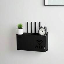 1pc Wall-Mounted WiFi Router Storage Holder, Wireless Device Organizer For Home/Living Room - Black - View 6