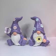 2 PIEZAS/SET Estatua de lavanda Figura de gnomo morado - Decoración y ornamento lindo para el hogar y el jardín - 2 piezas/juego - Ver 5