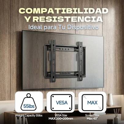 Linkbits, Soporte de Pared Fijo para TV y Monitor de 14"-43", Ultra Delgado 2.3cm, Fuerte Capacidad de Peso de 25KG, Fácil Instalación con Accesorios Completos