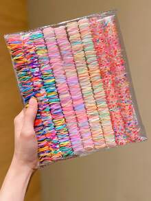 Random 999/2000/3000/5000pcs Multicolor Rainbow Hair Ties, Suitable For Children's Daily Use/Hairstyle Styling/Braiding - Multicolor - View 5