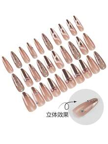 30 miếng dán móng tay hình giọt nước đính đá và ngọc trai, thiết kế chấm bi viền vàng và nơ, decal móng tay cao cấp phủ kín toàn bộ móng, kèm keo dán và dũa móng, có thể tái sử dụng cho tiệc tùng và sử dụng hàng ngày để tôn lên vẻ thanh lịch của bạn. - Nhiều màu - Xem 4