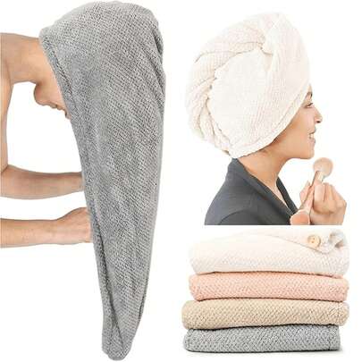 1pc/3pcs Set Super Absorbent Soft Coral Fleece Hair Towel Set, Includes Hair Drying Cap, Quick Dry Microfiber Hair Towel, Anti-Static Hair Care, Suitable For Home, Bathroom, Travel, Gym, Spa, Hotel