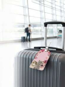 1 pieza Etiqueta de equipaje con cabeza de gato linda, ligera y portátil, identificación rápida de equipaje, adecuada para viajes de negocios y etiqueta de tarjeta de nombre de equipaje de viaje de vacaciones, accesorios de viaje esenciales de verano - Multicolor - Ver 2