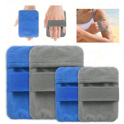 1件装便携式沙滩除沙清洁工具 - 符合人体工学设计，柔软布面和去角质刷头，结构紧凑，适合旅行、海滩度假、露营、户外活动（蓝色），沙滩配件，露营装备，必备清洁工具