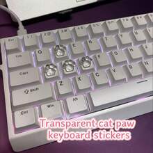 30Pcs DIY Keyboard Stickers, Crystal Key Heighteners For Computer Keys, Cute Minimalist Cat Paw Nail Art Typing Aid With Transparent Spacers To Protect Manicure From Damage. - View 6