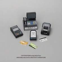 7pcs Mini Supermarket Checkout Set, Includes Toy Cash Register, Card Reader, POS Machine, Suitable For Dollhouse Scene, Durable Plastic Material, Requires Assembly, Applicable For Miniature Toys, Living Room Decor, Architectural Models, Real Estate Sandbox, Supermarket Accessories, Handmade DIY Activities, Bedroom Decor, Collection Gifts, Birthday Gifts, Gifts For Her, Personalized Gifts - Multicolor - View 4