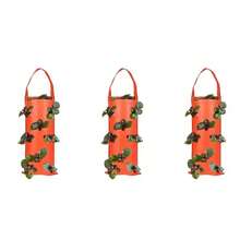Bolsa de cultivo colgante para fresas con agujeros de plantación, resistente y duradera, maceta colgante vertical para verduras, tomates, patatas - Multicolor - Ver 4
