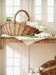 Giỏ mây đan thủ công - Chậu trồng cây đa năng hiện đại dùng trong nhà và ngoài trời, khay đựng rau củ, đồ trang trí nhà cửa với kết cấu đan tự nhiên, vật trang trí trung tâm, giỏ để đồ. - Kiểu đan liễu - Xem 6