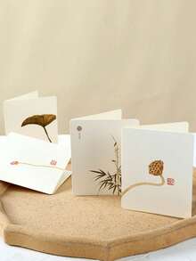 10张中国风创意简约古典贺卡、礼品卡、祝福语折叠卡、节日生日卡、留言卡 - 多色 - 查看 6