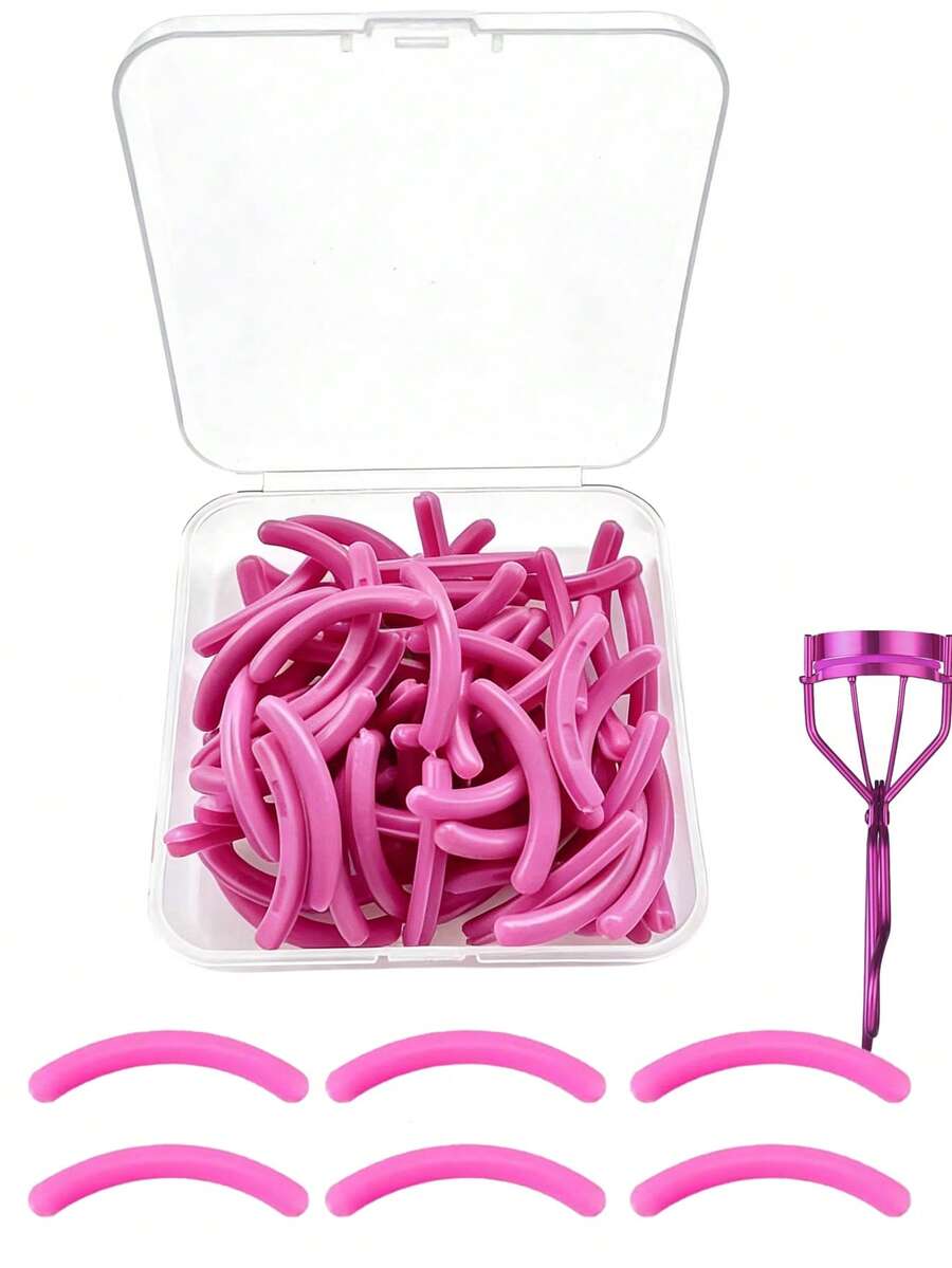 100pcs/50pcs/10pcs Eyelash Curler Replacement Pads, Silicone Rubber Refill Cushions Suitable For Universal Eyelash Curlers - Rose Red - View 1
