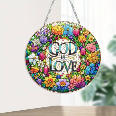 5D Diamond Painting Floral Hanging Decor Set, DIY Diamond Art Desktop Decoration, Gemstone Inlay Craft For Home, Bedroom