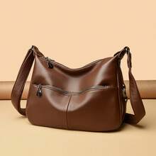 Nuevo bolso de mujer para comercio exterior, bolso de cuero PU de gran capacidad para madres, de alta calidad, elegante, bolso cruzado para uso diario. - Burdeos - Ver 1
