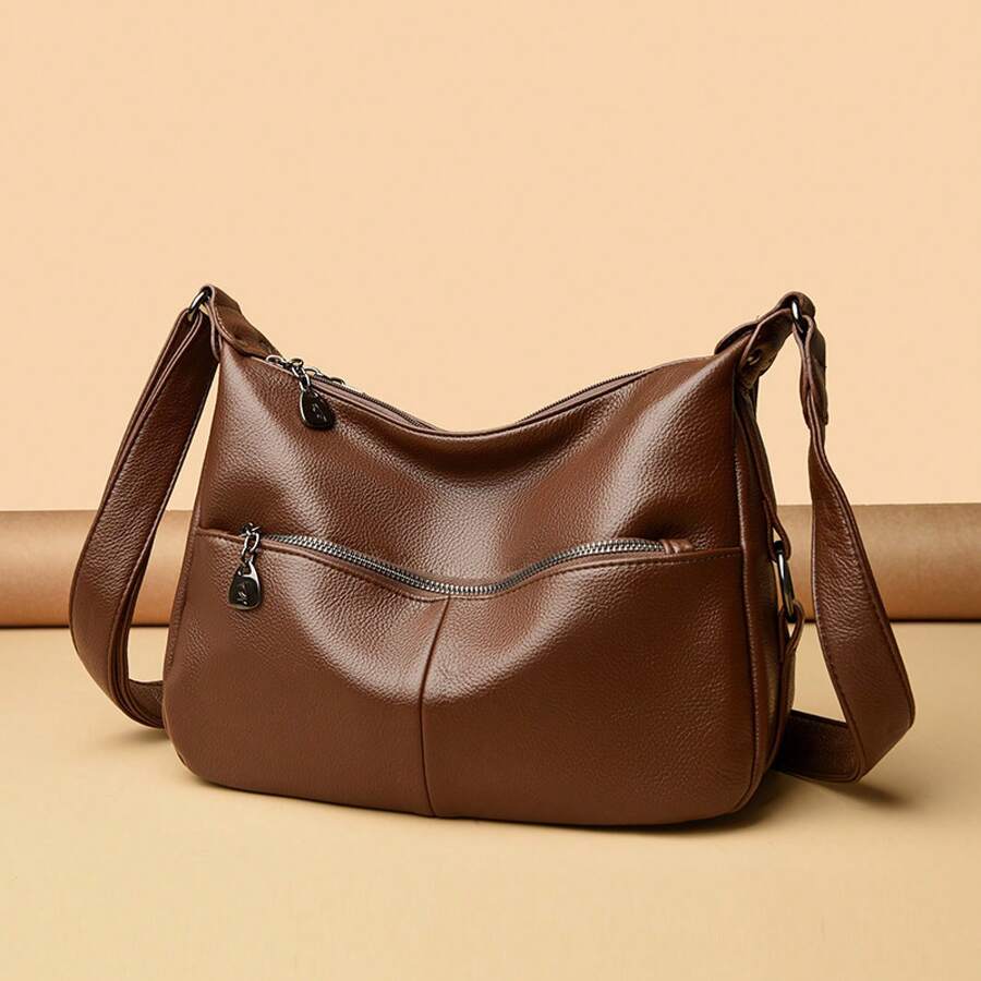 Nuevo bolso de mujer para comercio exterior, bolso de cuero PU de gran capacidad para madres, de alta calidad, elegante, bolso cruzado para uso diario. - Burdeos - Ver 1