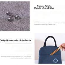 Portable Thermal Lunch Bag/Travel Bag/Cosmetic Lunch Box. Cute Design With Teddy Bear Print. Thermal Insulation That Keeps Food At The Desired Temperature. Practical Carrying Handle. Easy To Clean. Resistant And Durable For Daily Use. - 藍色 - 查看 6