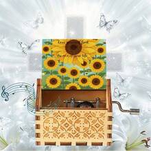 手摇木质音乐盒 - 向日葵“先爱自己”设计，播放《你是我的阳光》，无需电池，是表达自爱和积极心态的完美礼物 - 向日葵音樂盒 - 查看 10