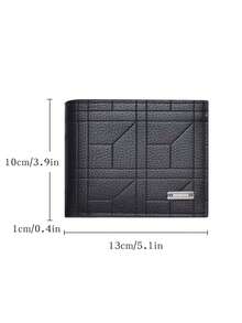 SHABILI Cartera corta de hombre estilo coreano, diseño horizontal clásico talla grande vendido, gran capacidad, múltiples ranuras para tarjetas, negocios - Negro - Ver 4